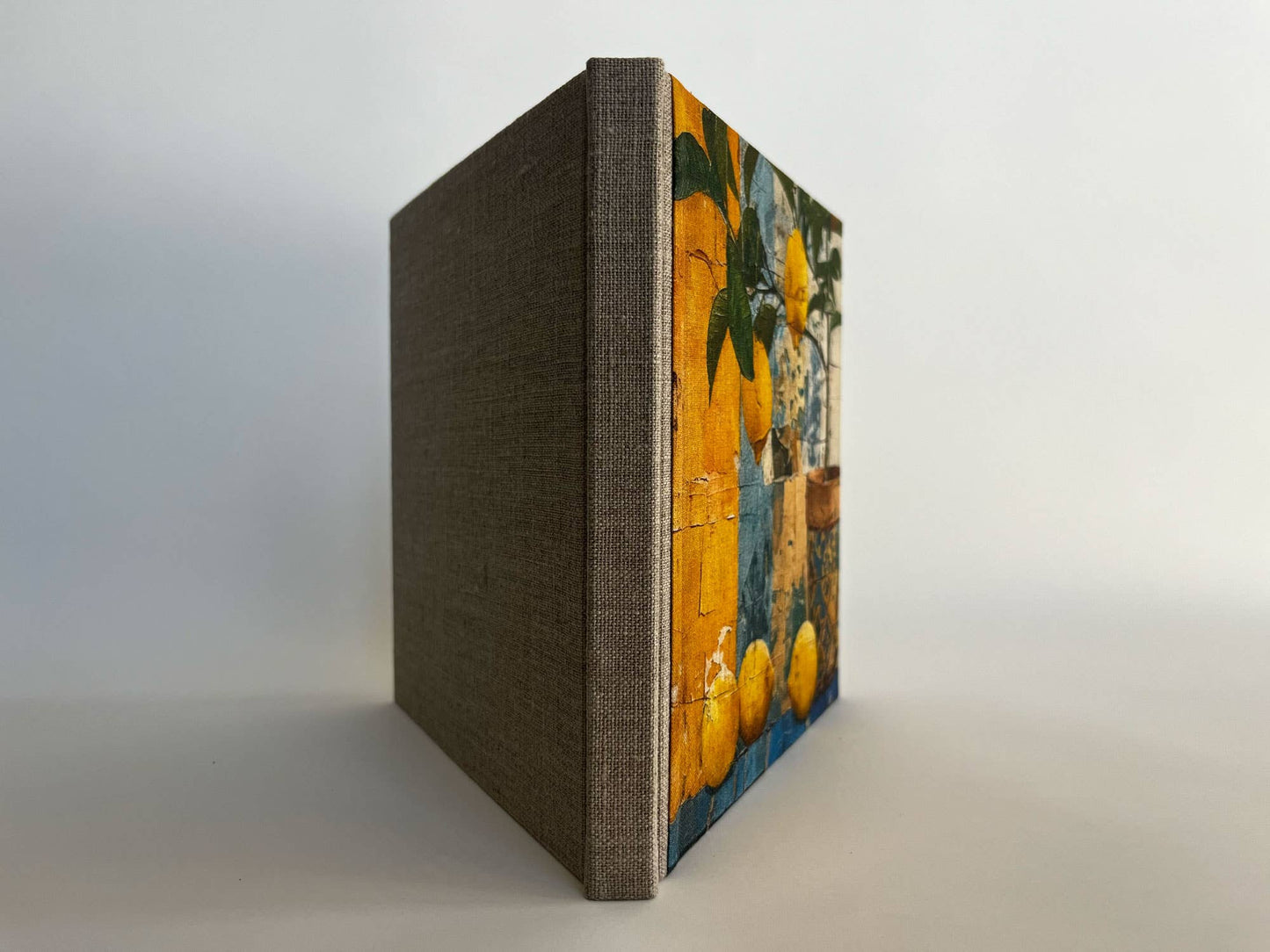 "Mediterranean Lemons" Handmade Linen Hardcover Notebook 