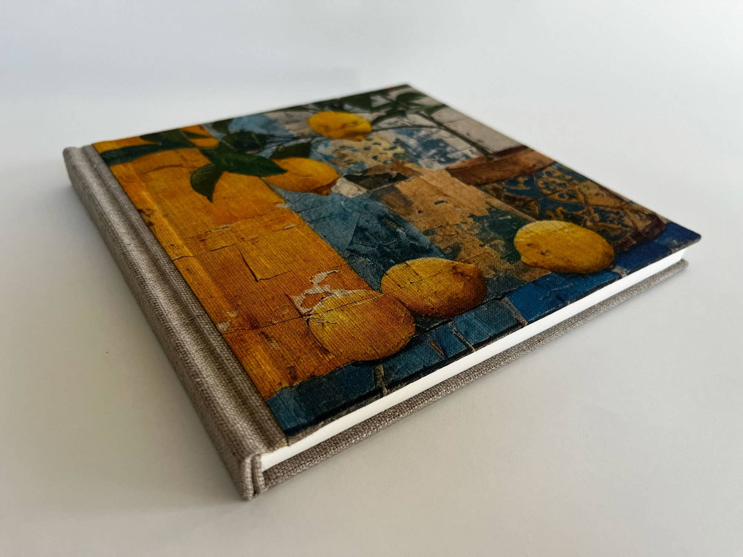 "Mediterranean Lemons" Handmade Linen Hardcover Notebook 